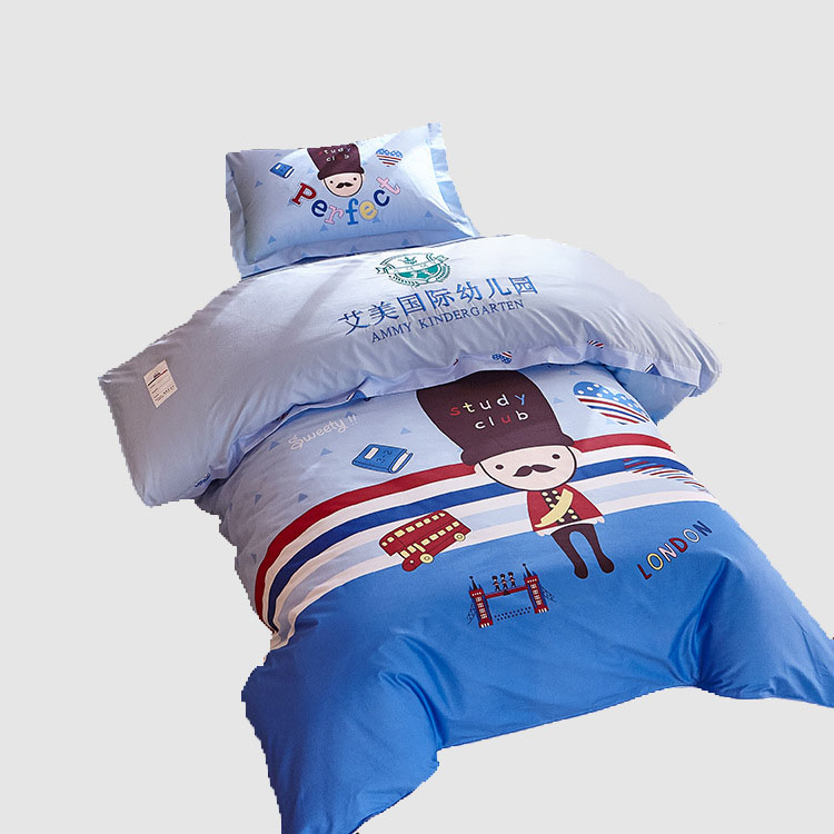 British style Tianzhu cotton quilt pure cotton bedding three-piece set for kindergarten children