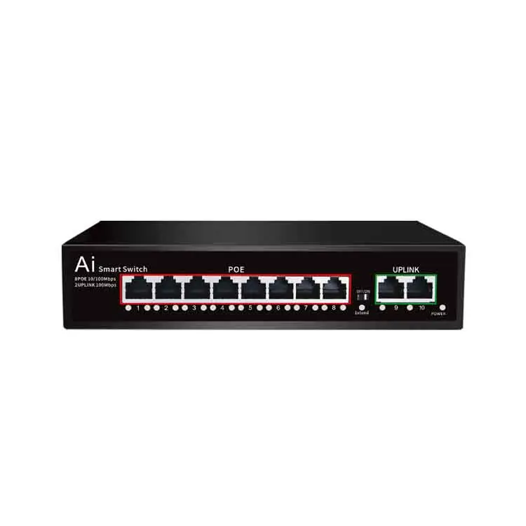 8 port network 48V active poe switch 150w  standard AF/AT POE 30w