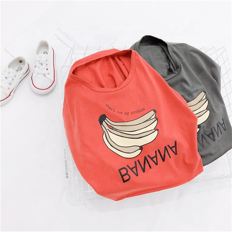 New Products 2021 Spring Kids Cotton Tshirt Banana Design Cute Baby Shirt