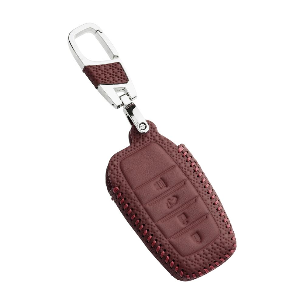 Luxury Leather Car Control Key Cover for Toyota Fortuner Highlander Prado Camry Rav4 4 button Keychain Case