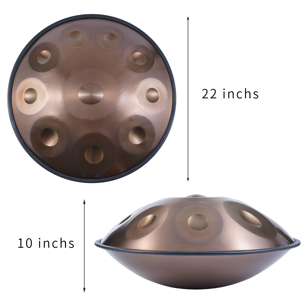 Hand pan Instrument Steel Pan Drum 22 inch 9 Tone Stainless Steel Musical Steel Tongue Drum Hand Pan Drum