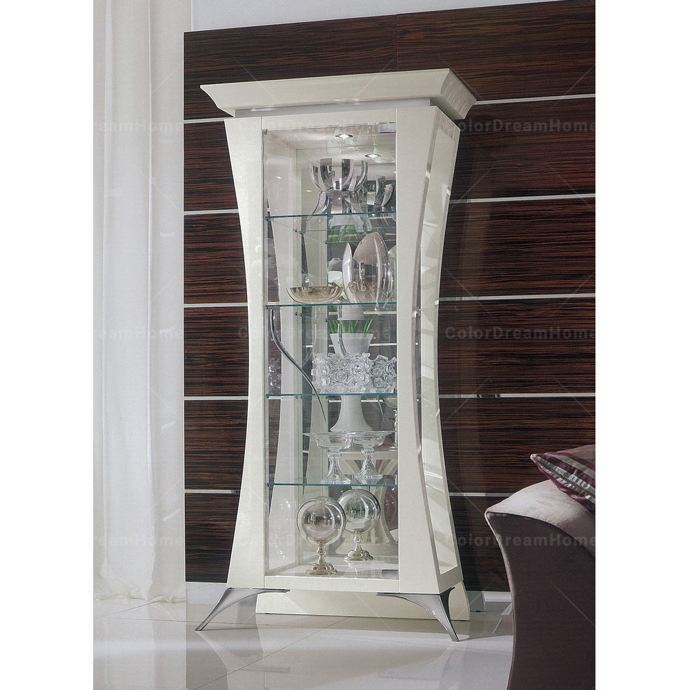 Modern classic Nordic furniture Italian white glass display cabinet 1 door for living room