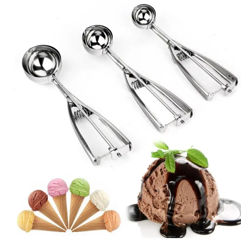 Manufacturers Press And Release Meat Cookies Ball Spoon Mini Ice Cream Scoop Stainless Steel