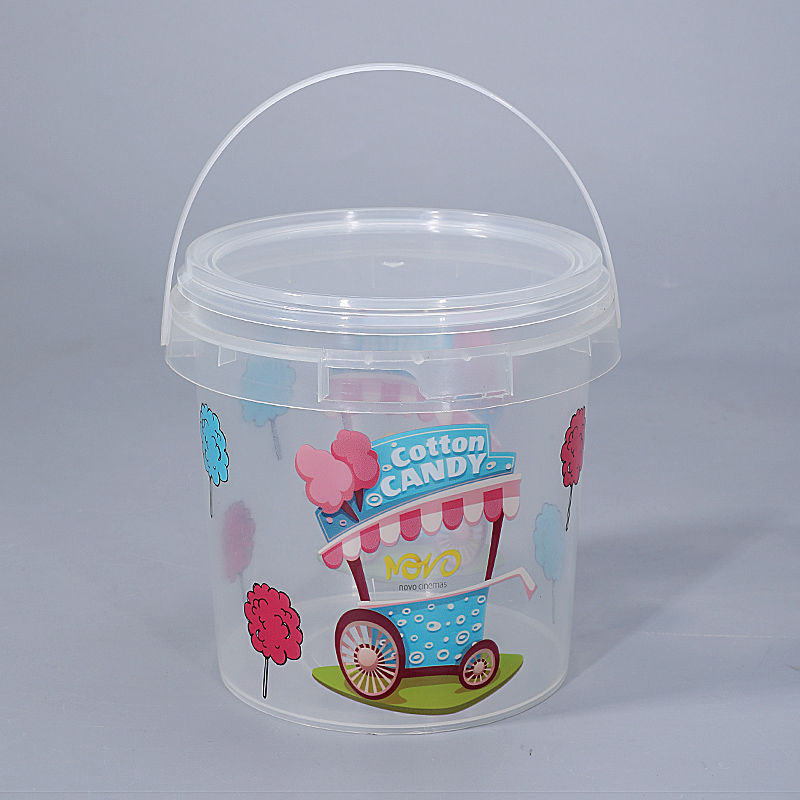 500ml Clear Plastic Bucket Food Package Pail With Handle