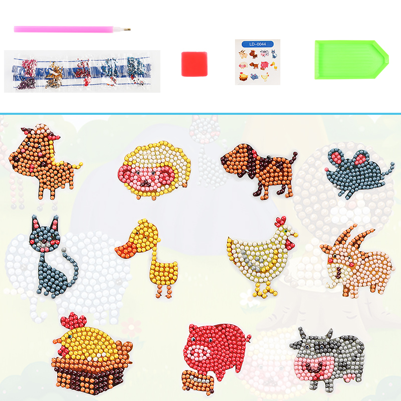 Mini animal cartoon pattern diamond embroidery sticker for cup phone decor diamond painting for kids