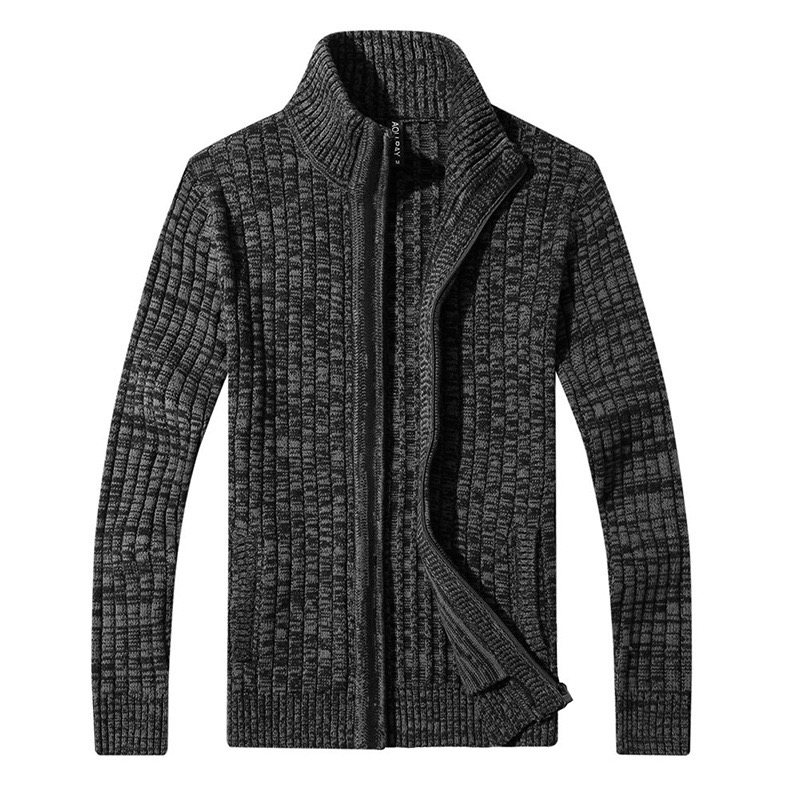 Повседневная дорожная Slim Fit с длинным рукавом на молнии, с длинным рукавом, из хлопка, для мужчин кардиган гольф свитер