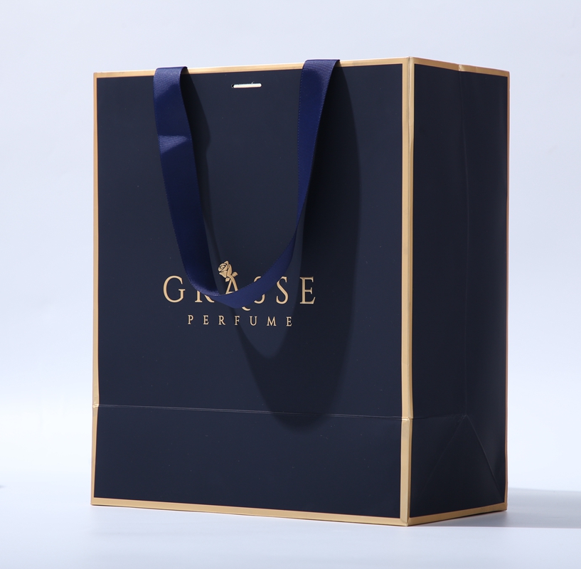 Custom Luxury Perfume Cosmetics Shopping Paper Bag Gold Stamping Hign Quality Valentine's Day Packaging Gift Bags With Handles