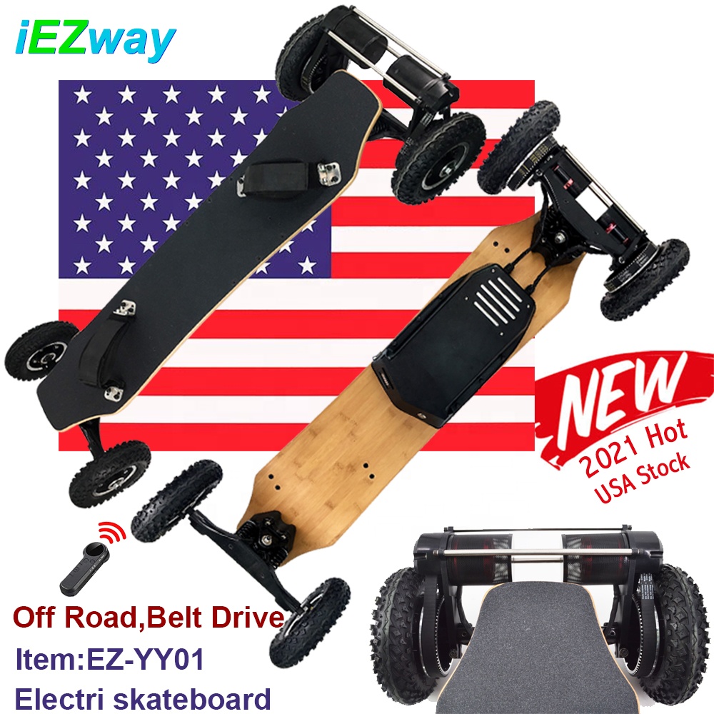 2021 iEZway Прямая поставка со склада в США двойной ременной привод вездеход 4 колеса внедорожник электронный скейтборд Электрический скейтборд