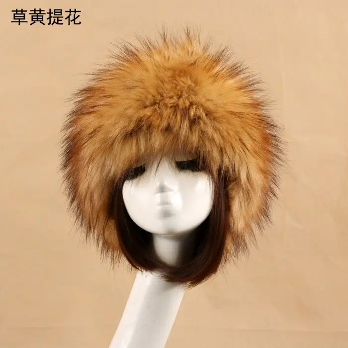Fake fur thickened hat fashion no empty top hat warm hat circle head cover fox furry beanie