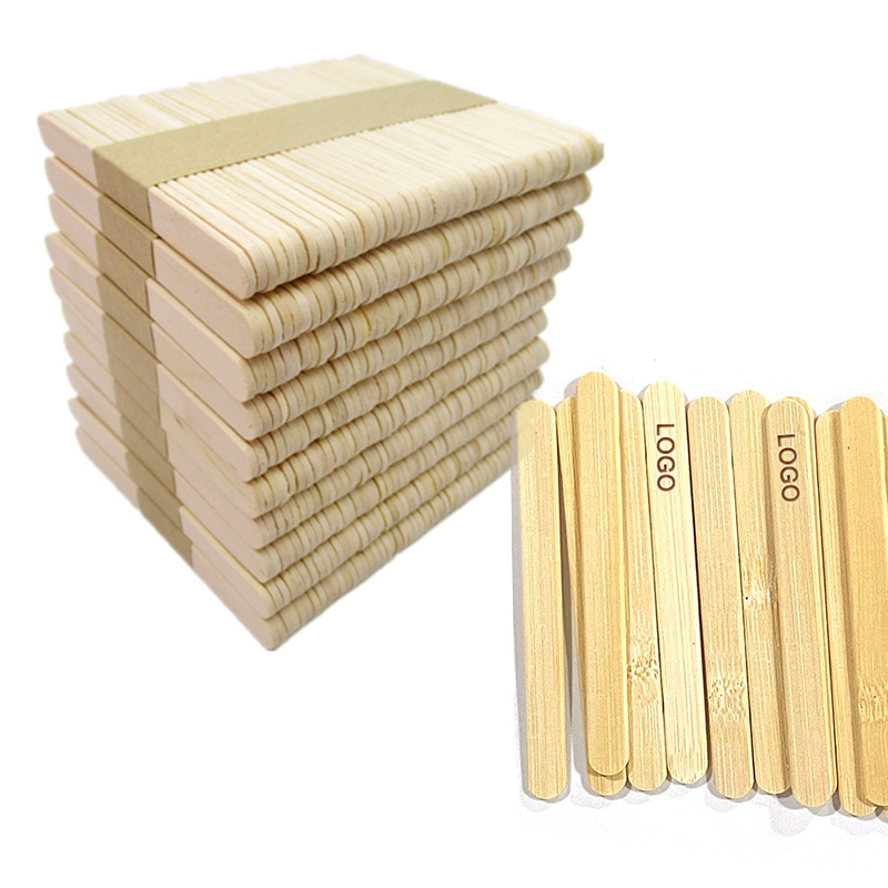 Branded White Birch Lollipop Disposable Custom Logo Printedn Wooden bamboo Popsicle Ice Cream Sticks