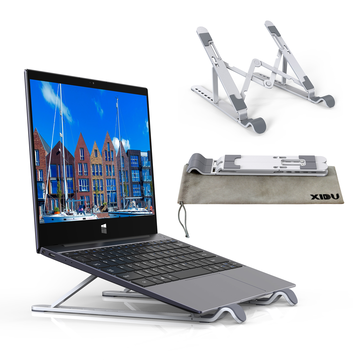 XIDU 2021 Laptop Stand 6 Levels Height & Angle Adjustable Aluminium Laptop Stand Foldable Portable Laptop Stand For Bed