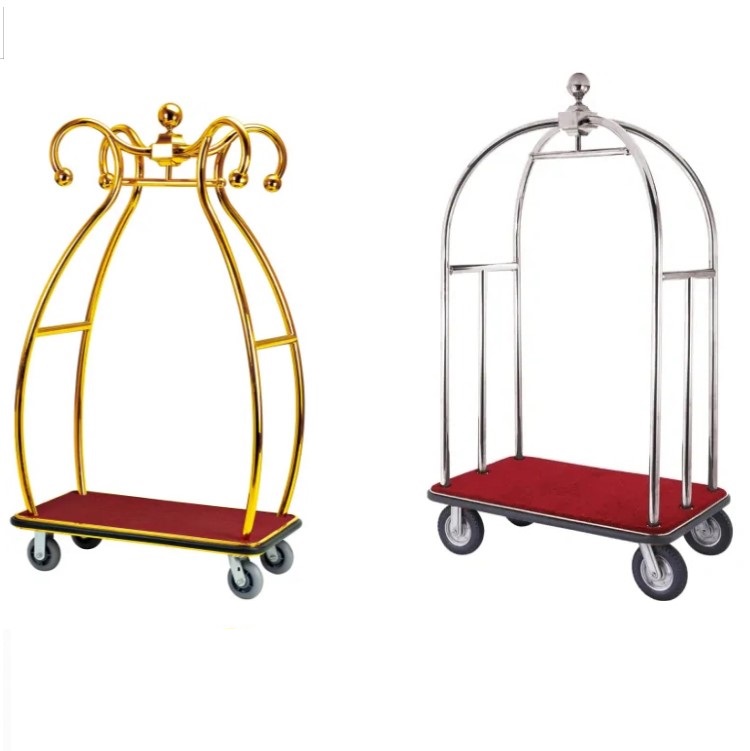 Fashion Design Lobby Trolley Stainless Steel Cart Hotel Luggage
