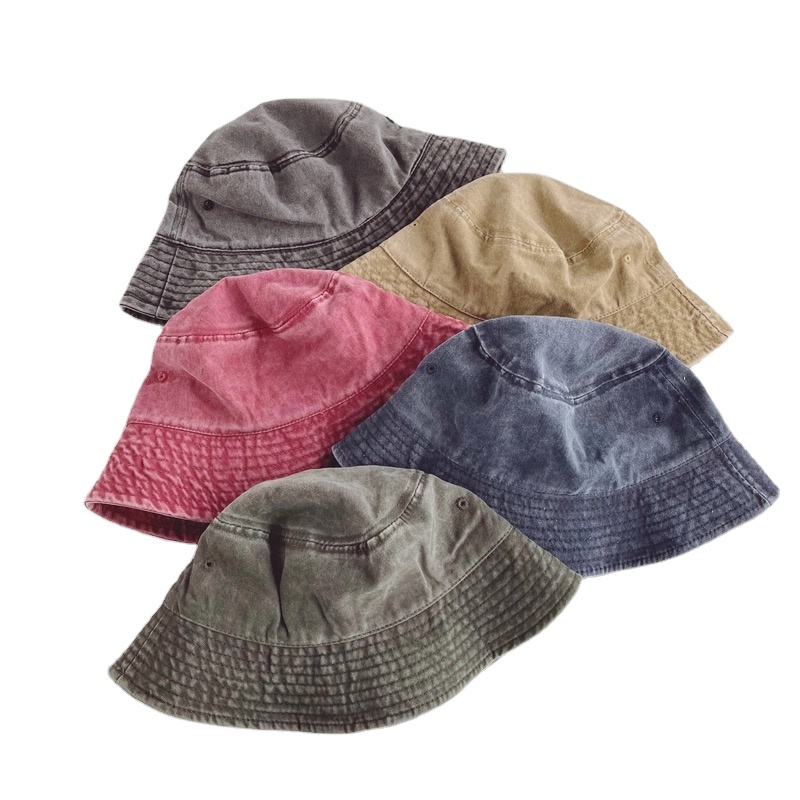 Excellent quality white print bucket hats with custom logo plain vintage washed hats