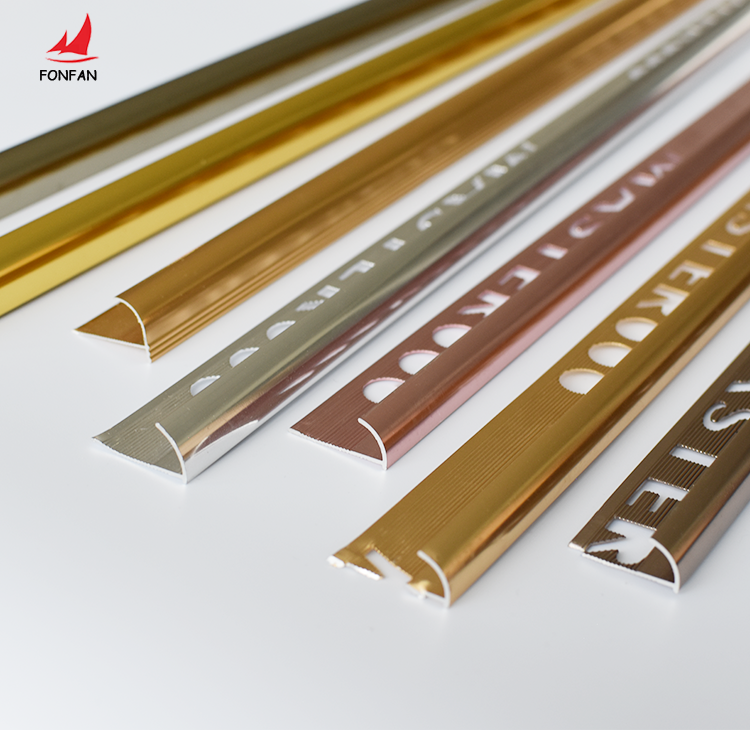 Various Color Custom Polished Tile Trim Metal Aluminum Tile Corners Edging Profile Ceramic Edge Strips