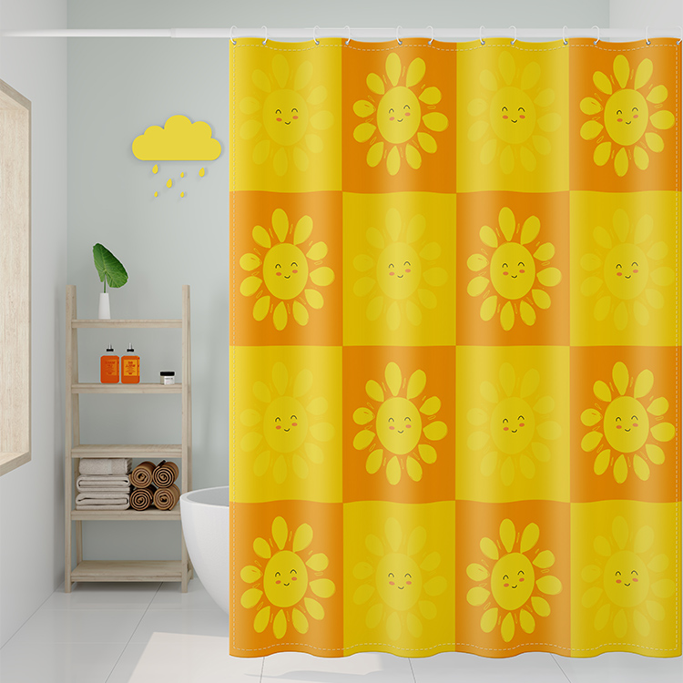 New 3D printing cartoon waterproof and mould proof polyester shower curtain thickened bathroom partition curtain bathroom