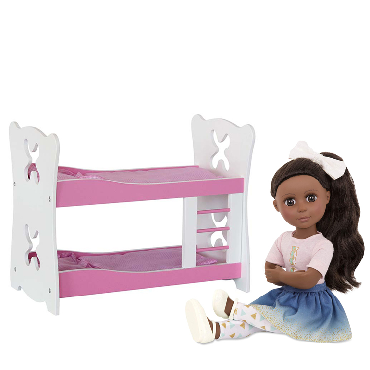 Miniature Accessory Kids Pretend Toy Mini Furniture Children Bedroom Model Double Doll Bunk Bed