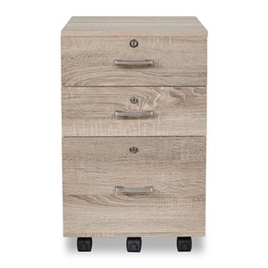 With Lock Office Under Desk 3-Drawer Vertical Mobile Wooden Filing Cabinet