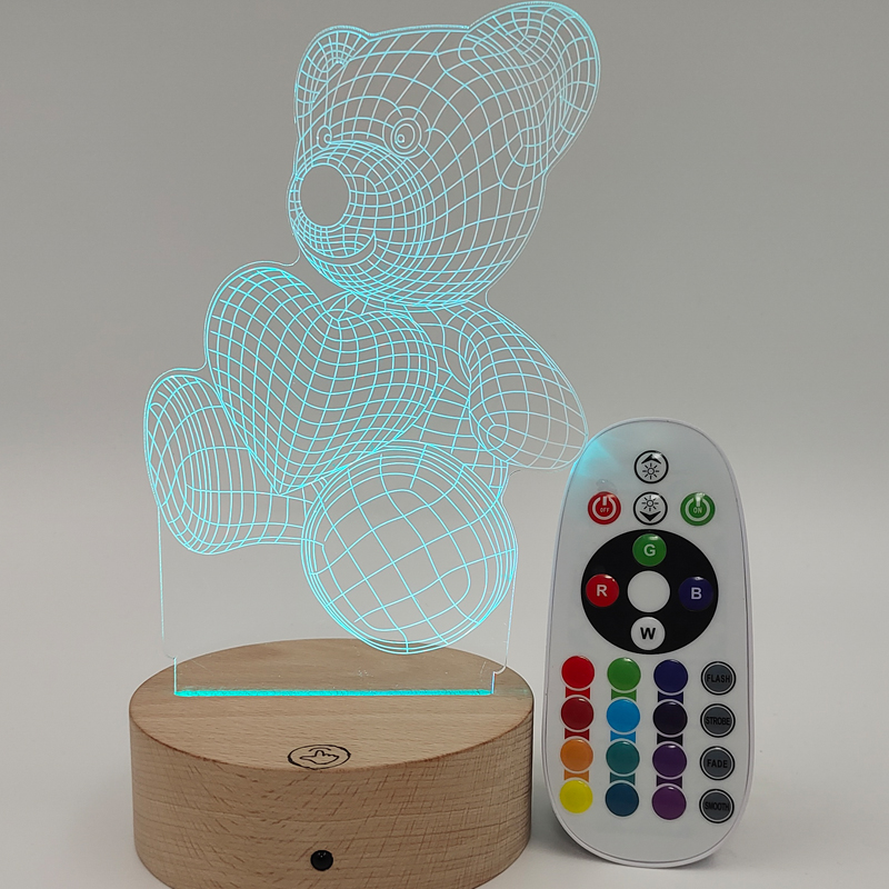 Оптовая продажа, светодиодный RGB ночник, деревянная основа с акриловым листом, настольная лампа для самостоятельной сборки