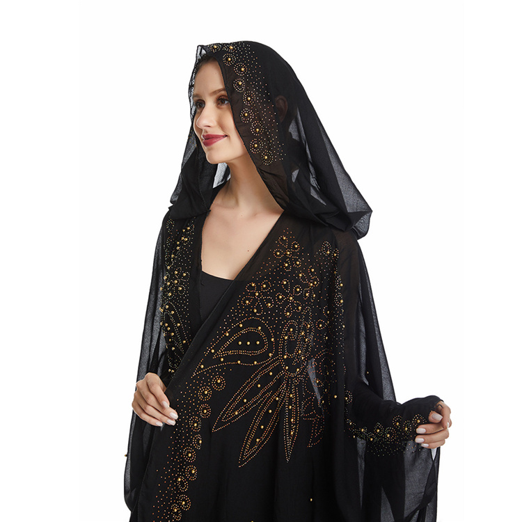 Design Casual Dashiki Clothing Kitenge Maxi Dress Long Sleeve Kimono Muslim Abaya Rhinestone Black Loose Robe