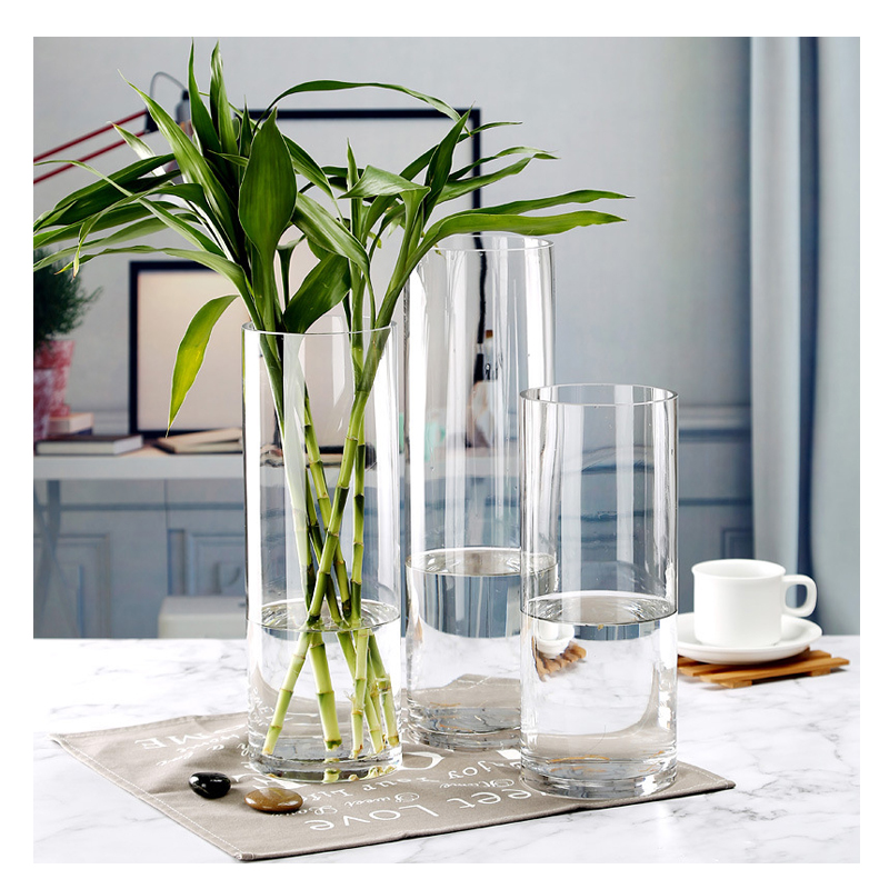 Glass vase cylinder Flower home Decor decoration Clear wholesale Wedding Plant glass Vase for flowers