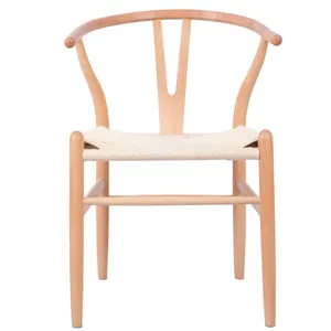 Wholesale Furniture Ash or Beech Hans Wegner Danish Dinning Room Chair Nordic Solid Wood Wish Bone Dining Y Silla Wishbone Chair