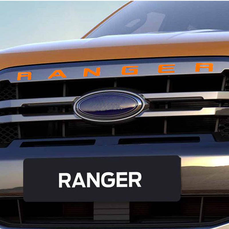 Логотип решетки радиатора, буква для Ford Ranger Grills RANGER, 3D эмблема, оригинальный размер, наклейка из АБС-пластика с клеем, хромированный стиль, 6 цветов