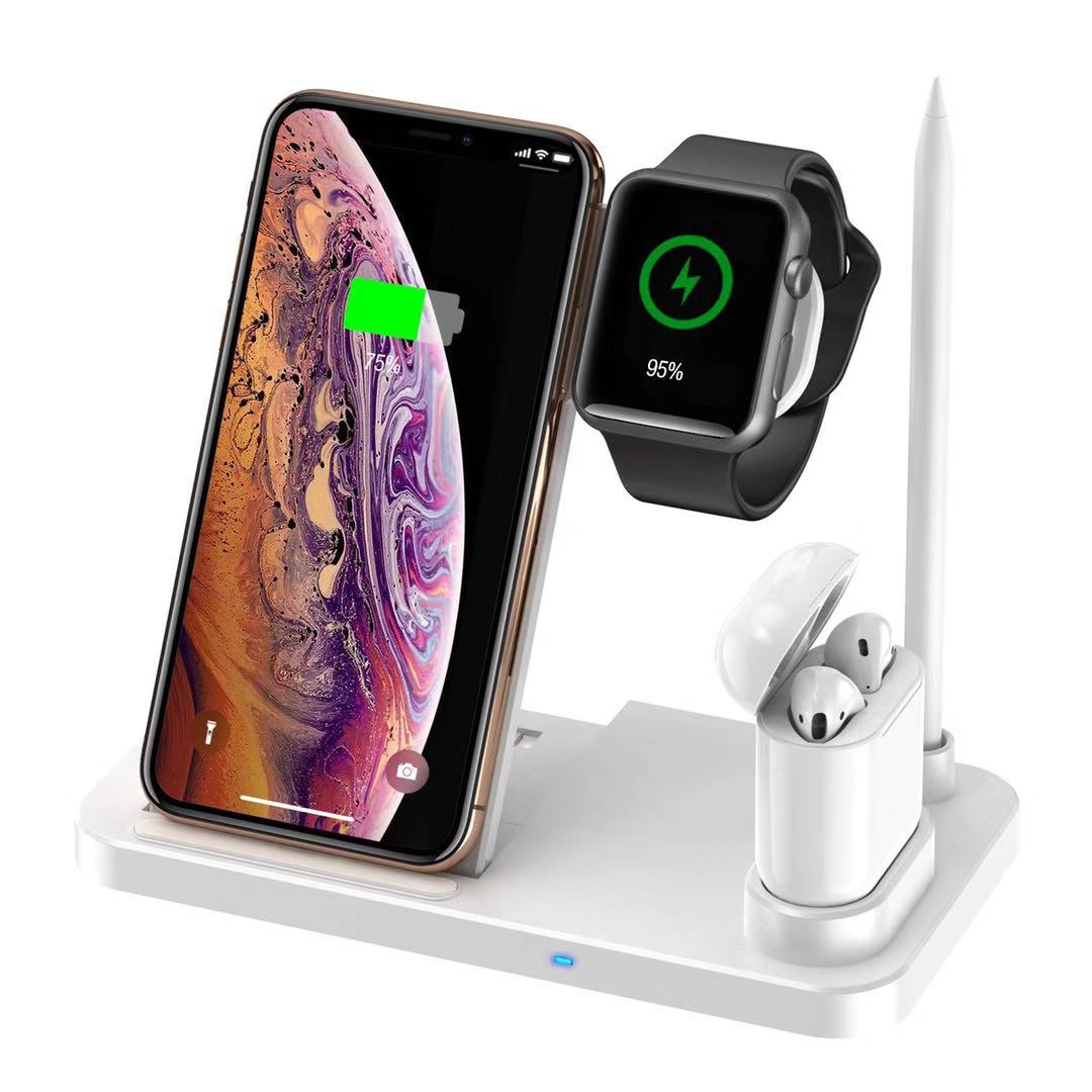 Лидер продаж Amazon 2020, зарядная станция для мобильных телефонов Iwatch, 10 вт, 4 в 1, универсальное беспроводное зарядное устройство