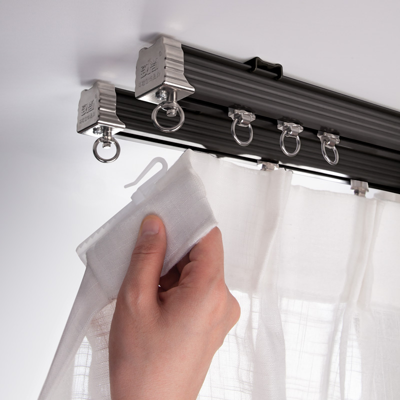 Heavy Duty Curtain Rod Accessories Double Curtain Rails Aluminum Ceiling Mounted Curtain Track For Household