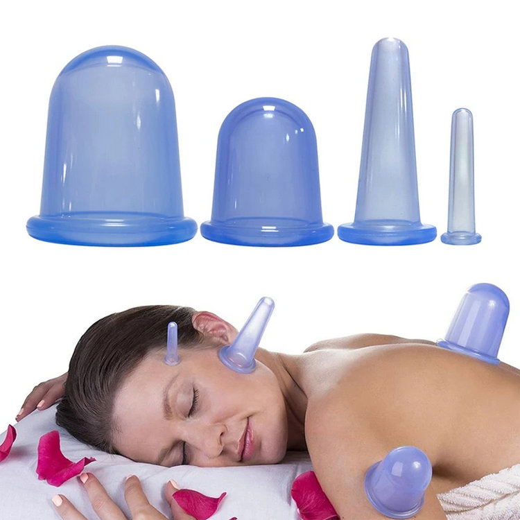 4pcs Silicone Cupping Therapy Sets Anti-Cellulite Cup, Facial and Body Massage Vacuum Cupping Therapy Set
