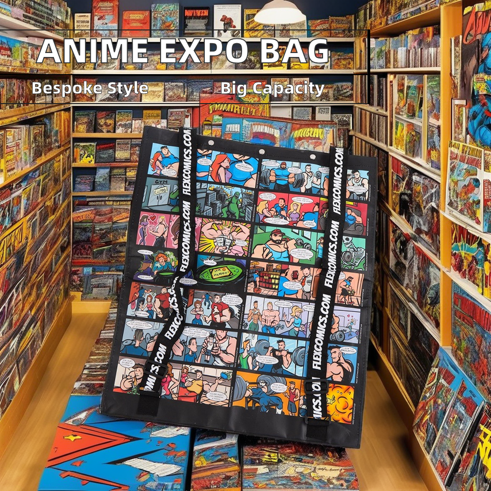 Custom Printed Logo Large Anime Expo Messenger Cartoon Signature Backpack Comic Con Book Swag Laminated Non Woven Backpack Bag