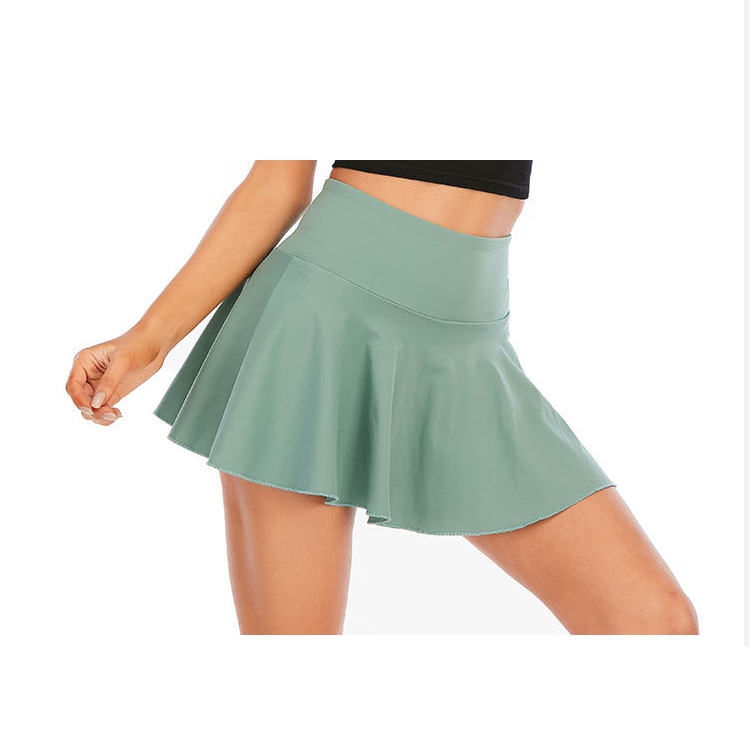 Women Tops Fashionable Custom Logo Lulu Nylon Fitness Gym Yoga Pleated Tennis Skirt with Side Pocket