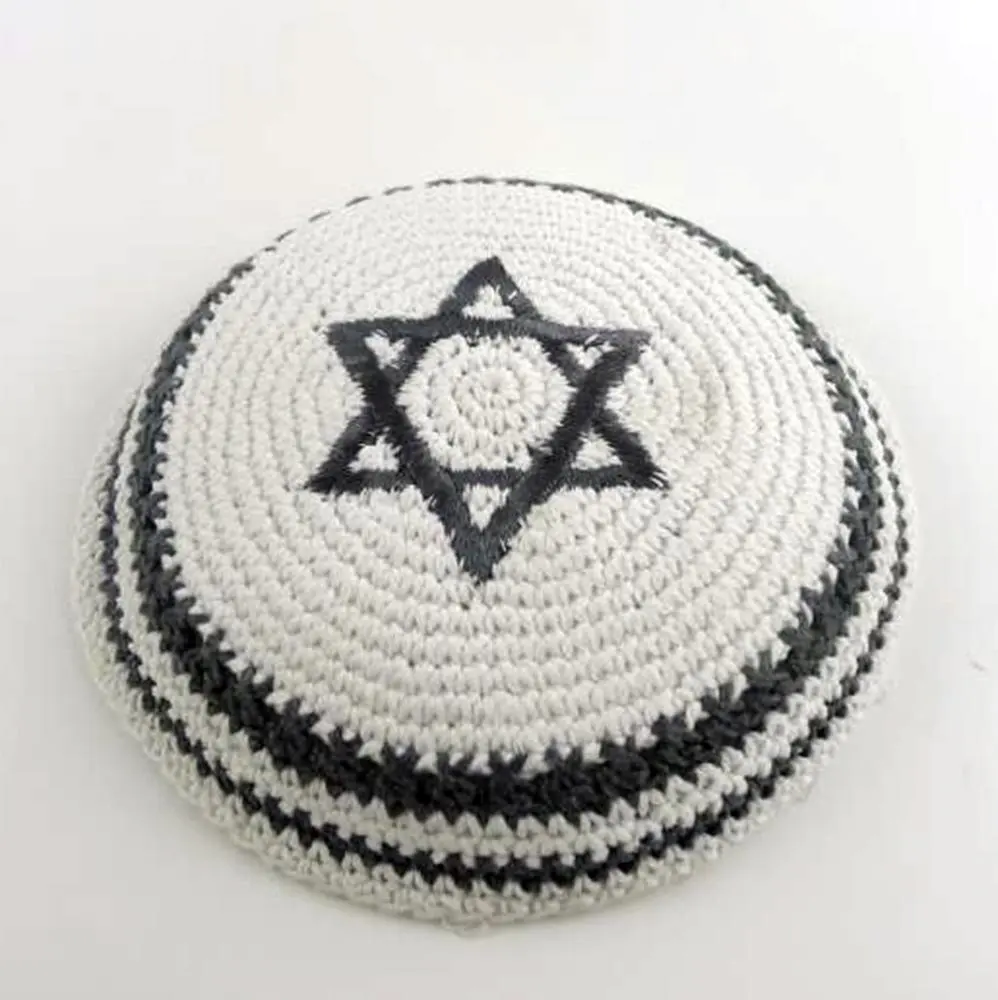 New style ready to ship crochet jewish hat knit kippah kippot with embroidery logo