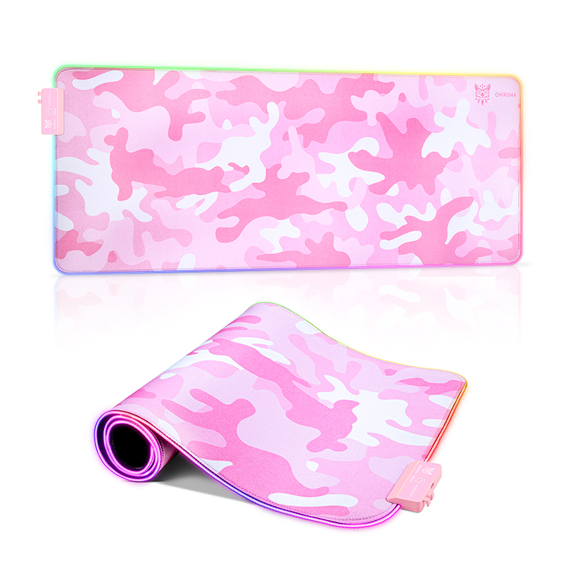 ONIKUMA G5 New Design Waterproof XXXL Extra Large Gamer Mouse Mat Pink Camo Gaming RGB Mouse Pads