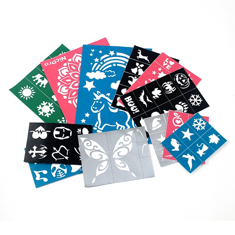 Golden Adhesive Stencils Reusable Body Tattoo and Face Paint Stencils
