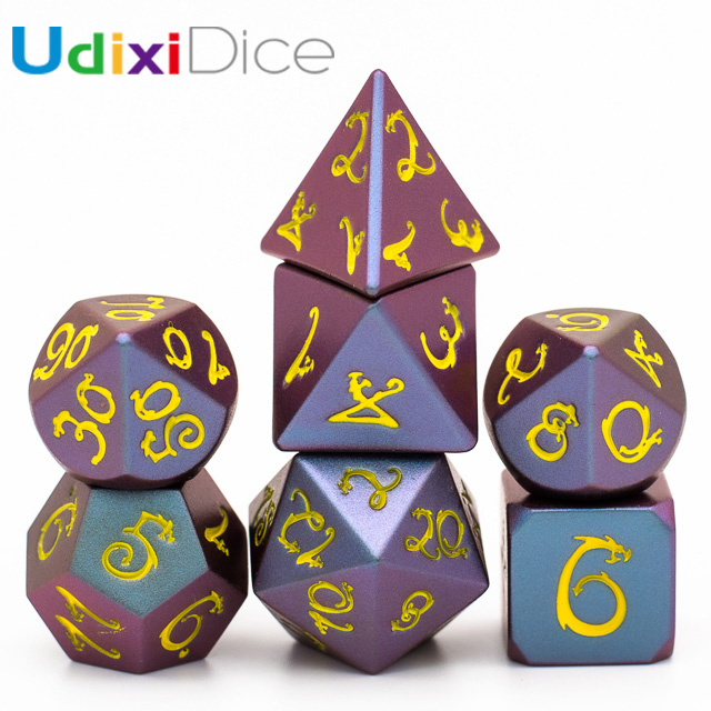 7 шт. светло-чейнджер Dragon шрифт DND металлические игральные кубики