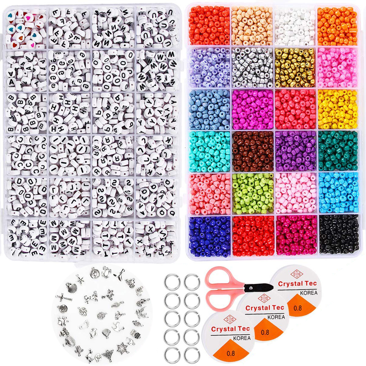 DIY Mixed Pony Beads Glass Beads And Plastic Letter Beads Kit for Jewelry Making