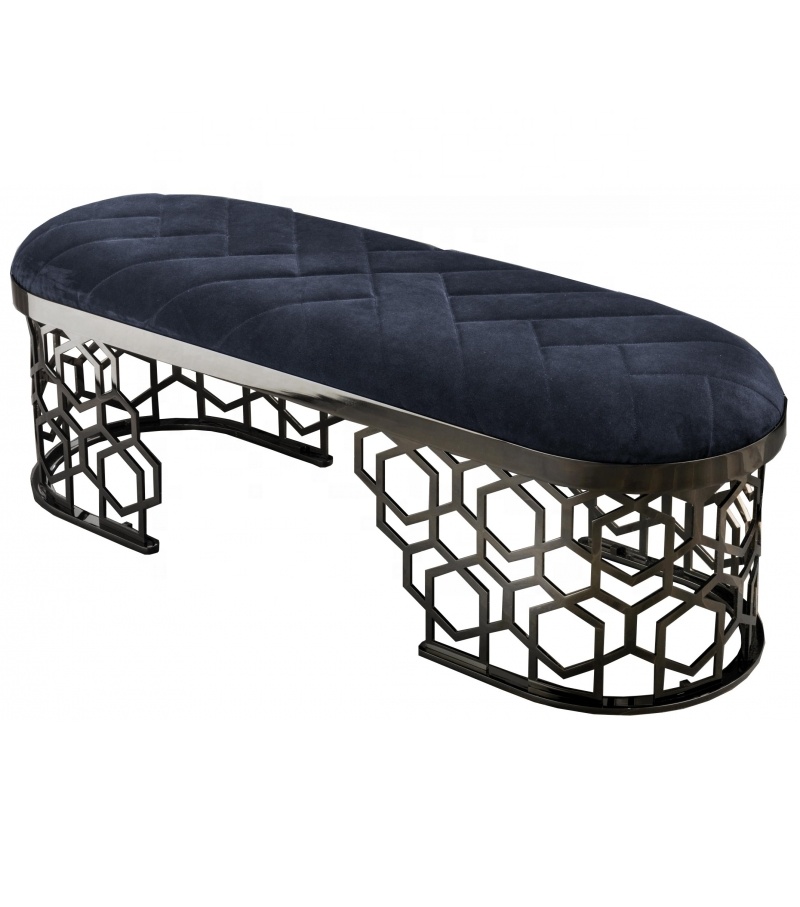 Italian luxury design comfortable fabric good quality metal accessories bed bench chair