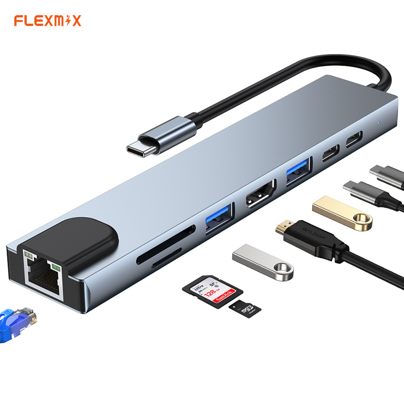 8 в 1 Type-c 3,0 до 4K Hd-mi совместимый Rj45 Ssd Tf кардридер Pd Быстрая зарядка для Mac book Air Pro Pc Usb C концентратор док-станция