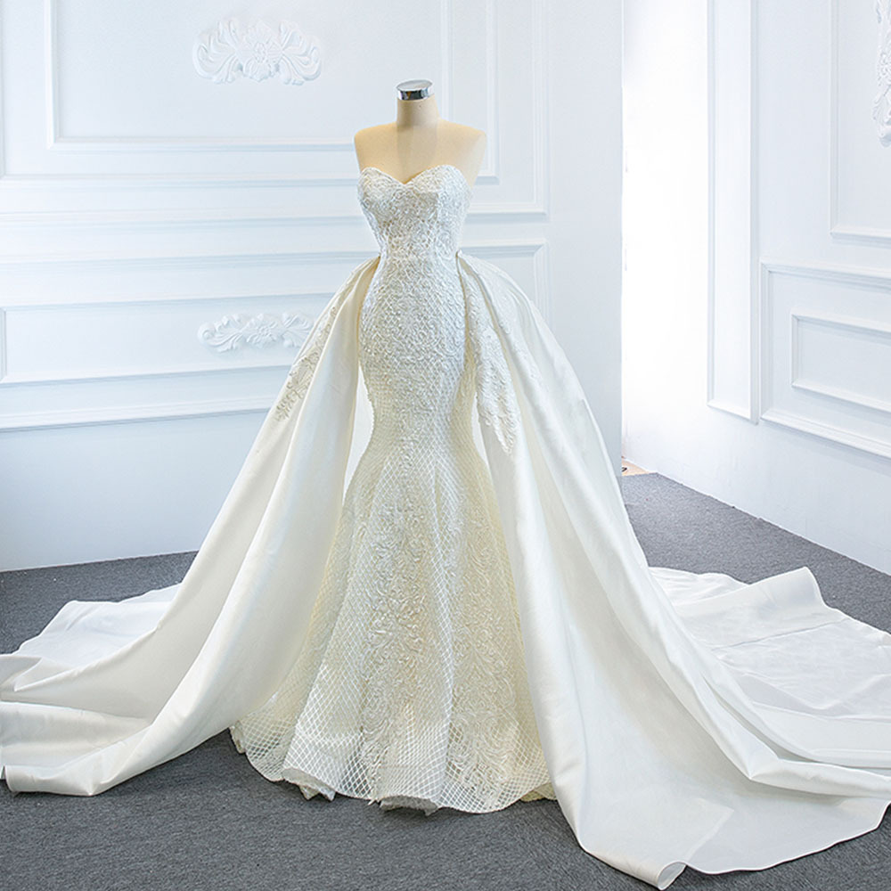 S468 Removable Two Wear Fishtail Tail Tube Top Foreign Trade Plus Size Sexy Temperament Wedding Dress