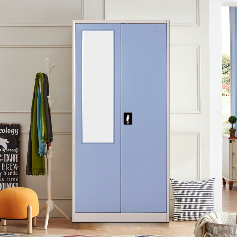 Knock Down Swing Door Clothes Hanging Steel Cabinet Wardrobe