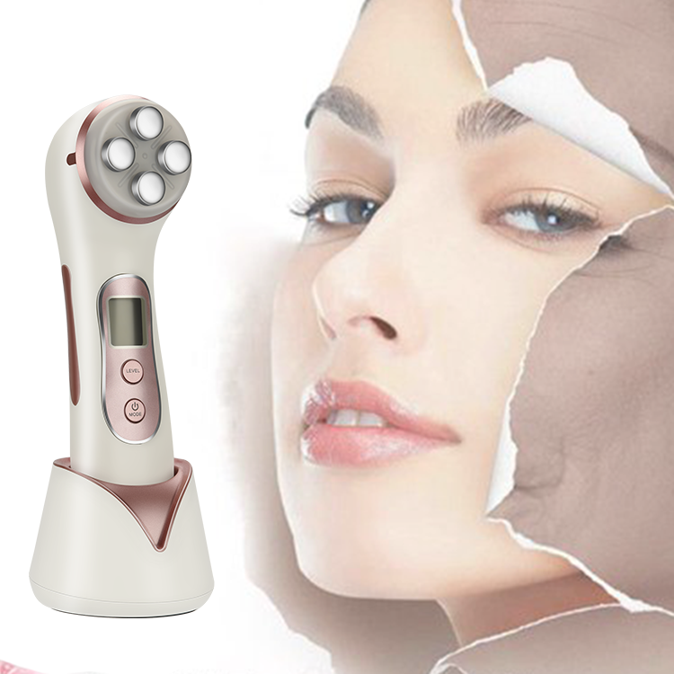 Logo Printing RF Skin Tightening Anti Wrinkle EMS Led Light Therapy Facial Massager