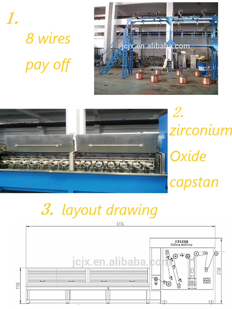 eight heads multi fine wire drawing machine for copper