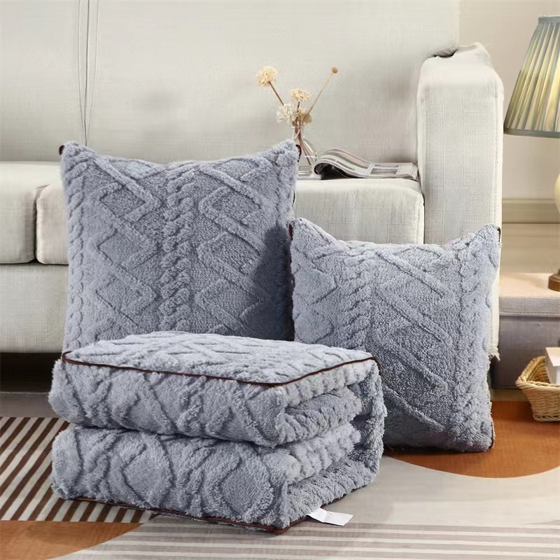 Pillow quilt dual-use winter thickening new taffeta beanie quilt nap two-in-one car-carrying pillow blanket