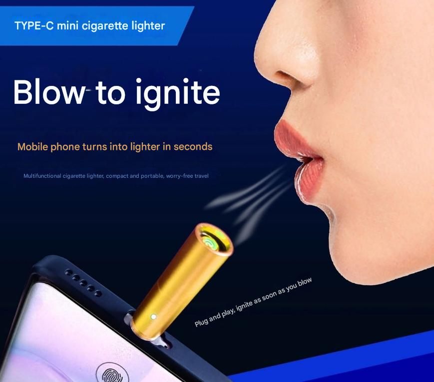 New USB Type C Electronic Lighter Mini Plastic Cigarette Ashtray Car Phone Connection Battery Fly Free OEM Smoking Accessories