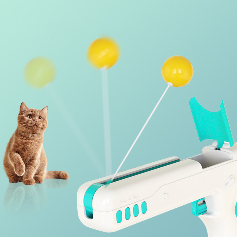 Cat Toys Interactive Cat Toy Gun with Ball and Feather Pet Balance Cat Chasing Toy for Kitten Exercise