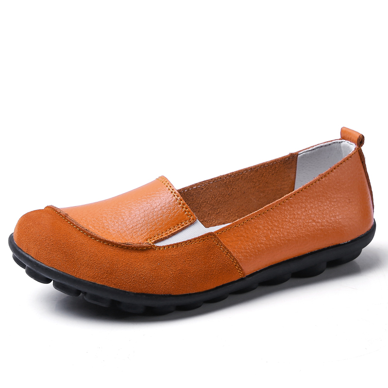 Wholesale Female Causal Loafers Mother Shoes Big Size Low Cut Genuine Leather Slip On Shoes for Women