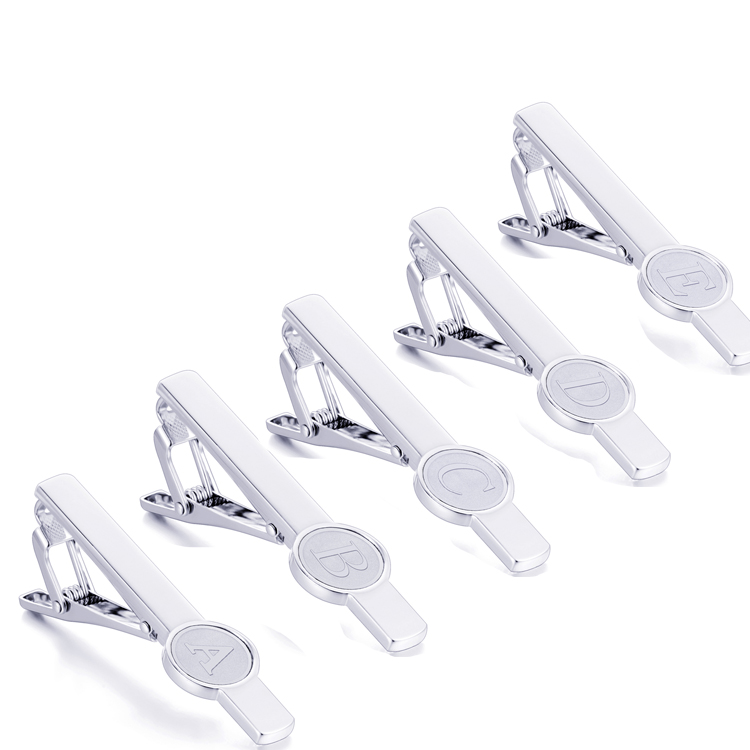 New Arrival Luxurious High Quality tie clips, tie bars, tie pins Business Wedding Lnitial Alphabet Letter A-Z Tie Clip for Men
