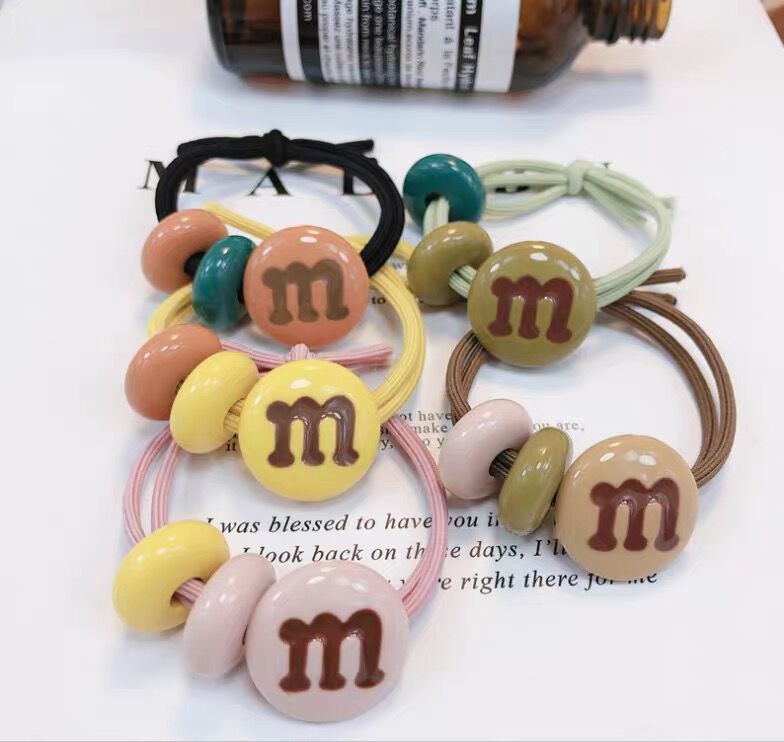 Cute cartoon children without injury hair band high elastic hair ring M bean candy color lady hair rope