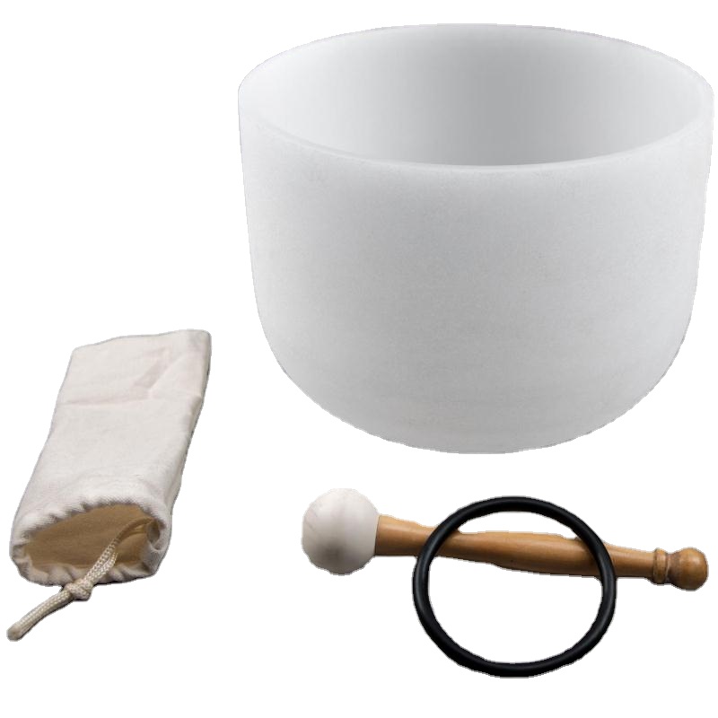 6-12 inch White frosted Chakra Crystal Singing Bowl for sound healing and Yoga low price hot sale Quartz Crystal Singing Bow