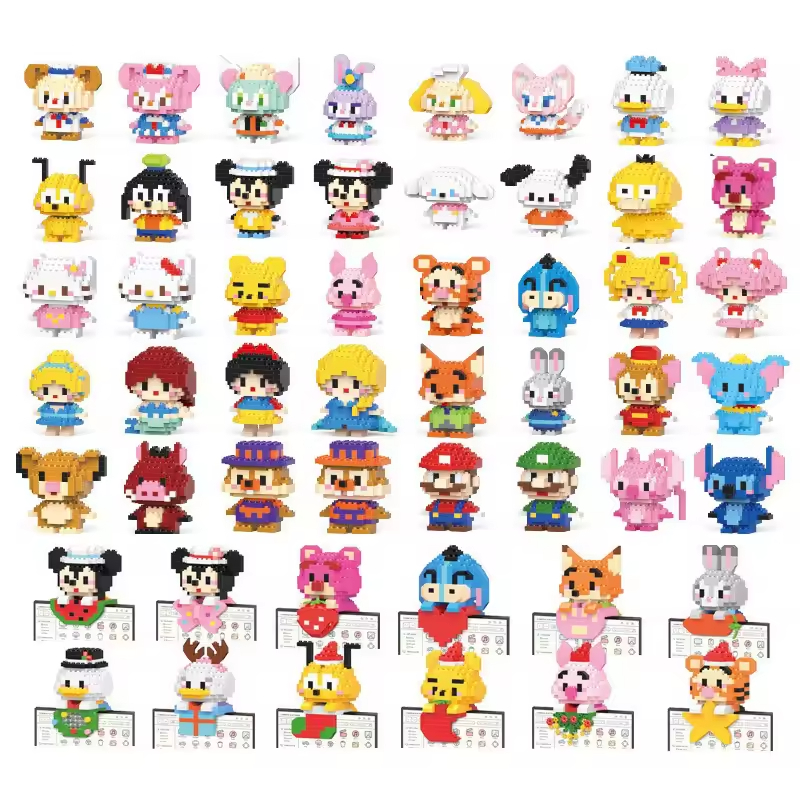 Factory Wholesale Cartoon Micro Particle Blocks 3d Puzzle Toy Kid Gifts Mini Monsters Kit Building Blocks Sets